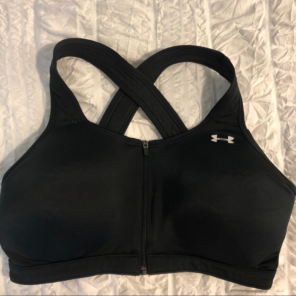 Under armour racer back zip sports bra!